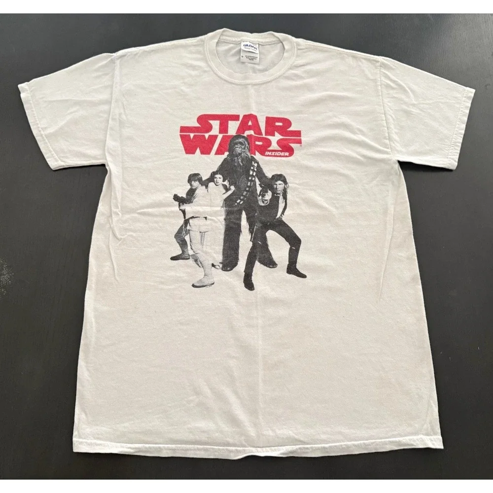Gildan Star Wars Episode IV Graphic Print White T-Shirt, Size M Sci-Fi Y2K
